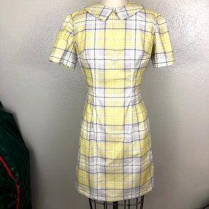 Yellow Plaid Cotton Fit and Flare Dress